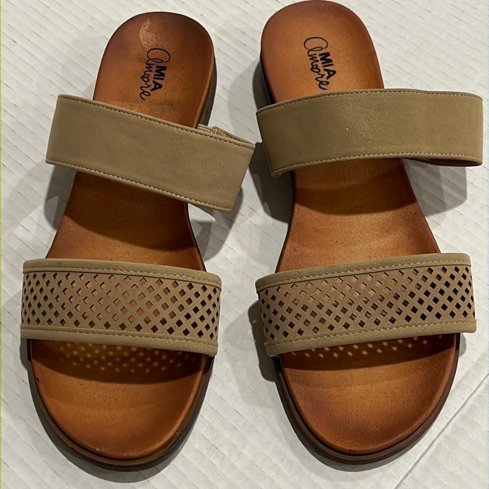 MIA Amore Womens Zamy Slide Sandals Flats Size 11W